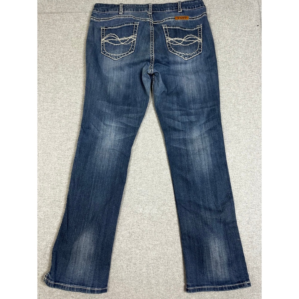 Cowgirl Tuff Demi Cream Jeans 35x33 Blue J Cream Bootcut Western Thick Stitch